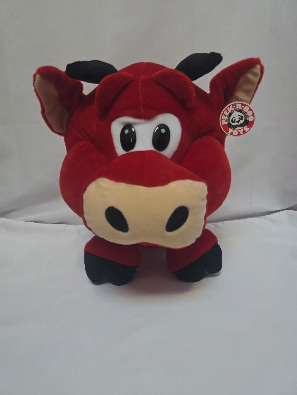 Peek-A-Boo Toys Red Bull Plush NWT Vintage Stuffed Animal Cow 1990s